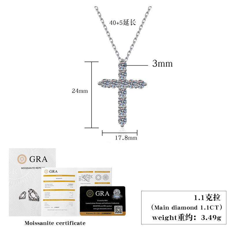 Wholesale Minimalist Cross Necklace 925 Silver Moissanite Pendant Women S Fashion Accessory Boutique Resale