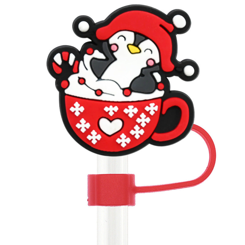 Wholesale Random 100pcs Christmas 10mm PVC Soft Straw Tube Cap ACC-SCR-RYY078