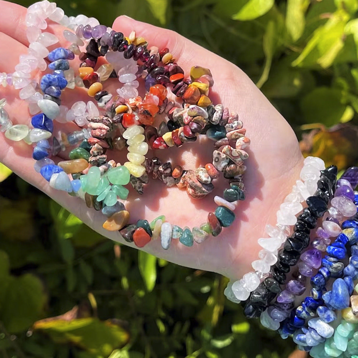 Wholesale Bohemian colorful irregular natural stone crystal gravel bracelet