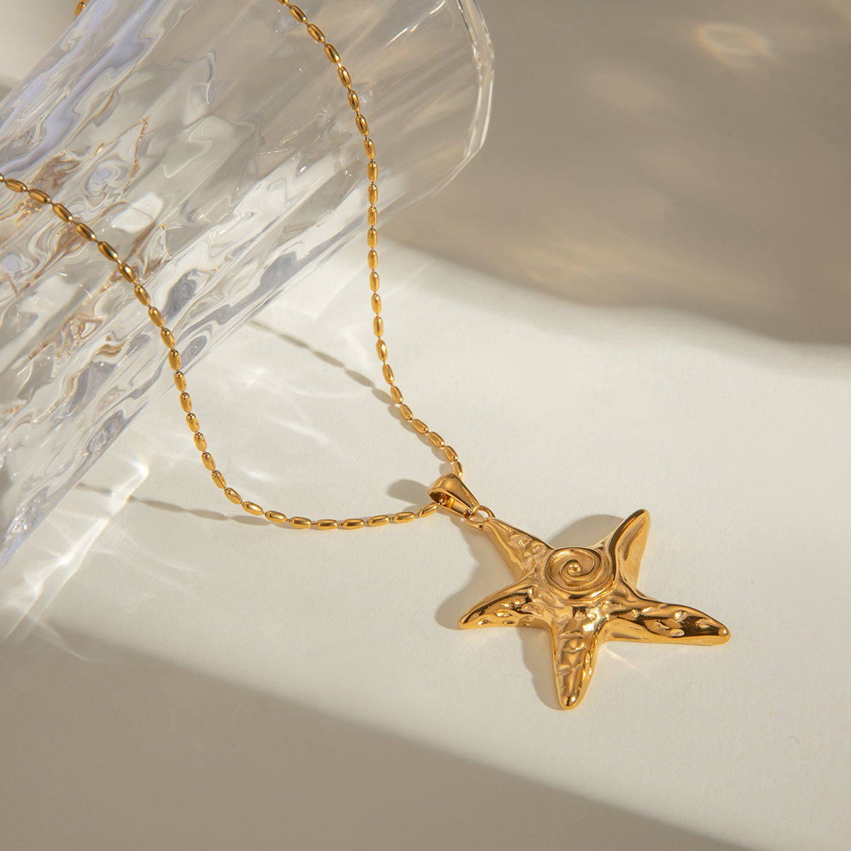 Wholesale  18k gold stainless steel starfish thread pendant necklace