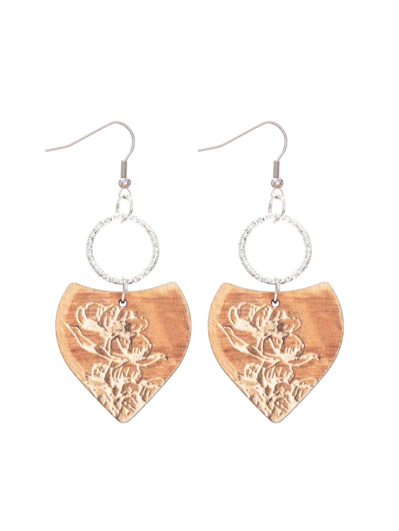 Wholesale  Retro Bohemian Style Pattern Leaves Wooden Earrings