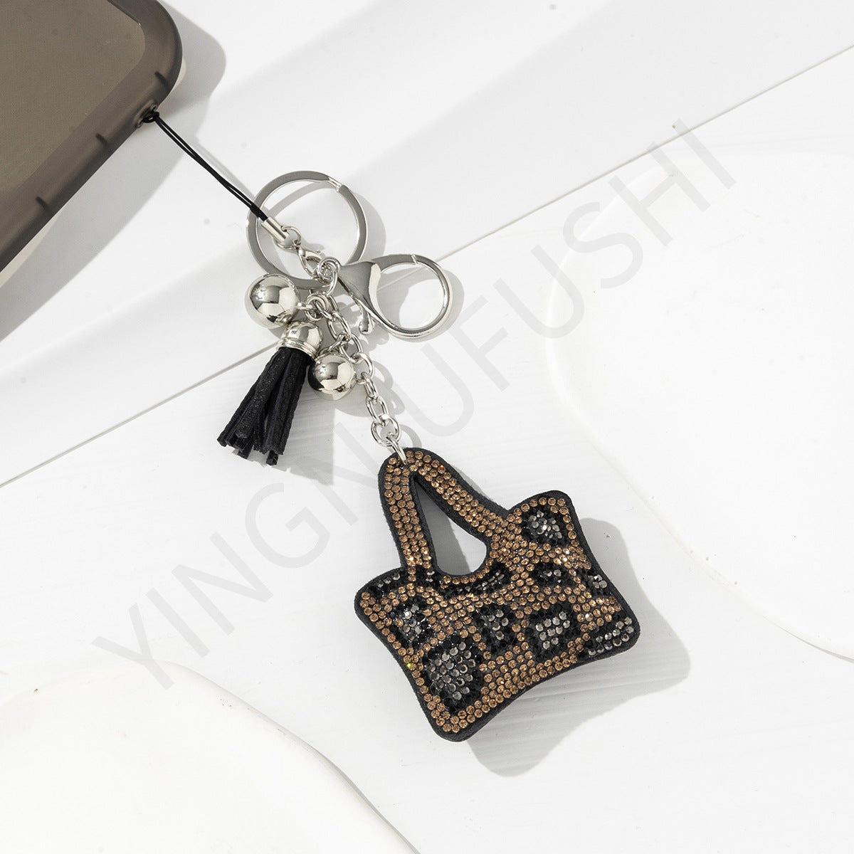 Wholesale 10pcs Creative Leopard Print Rhinestone Keychain ACC-KC-YN001