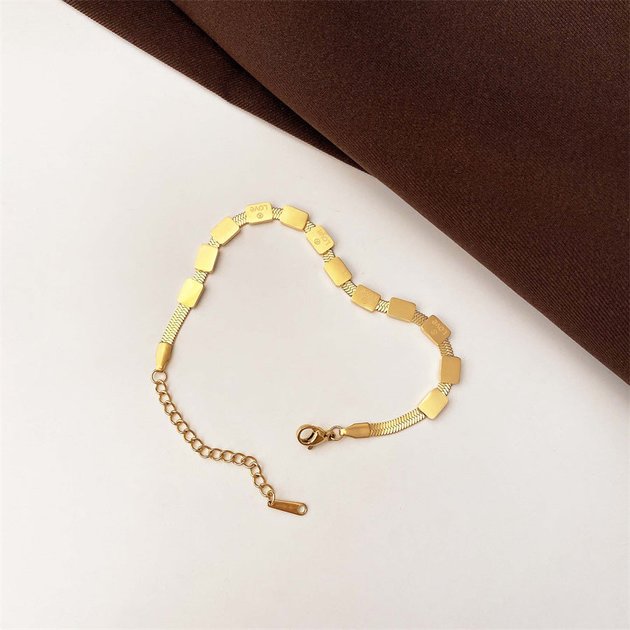 Wholesale Titanium Steel Bracelets Light Luxury Bracelet Cube LOVE Bracelet ACC-BT-YuXun001