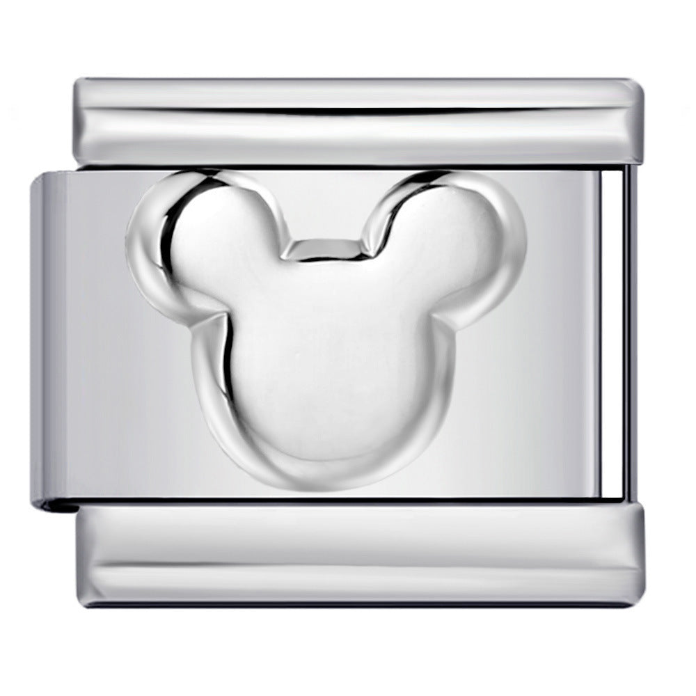 Wholesale  Italian modular  Convex silver stamped pattern DIY titanium steel bracelet