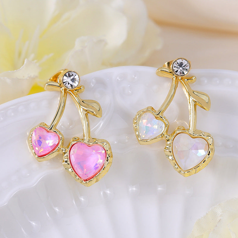 Wholesale  stainless steel red cherry earrings