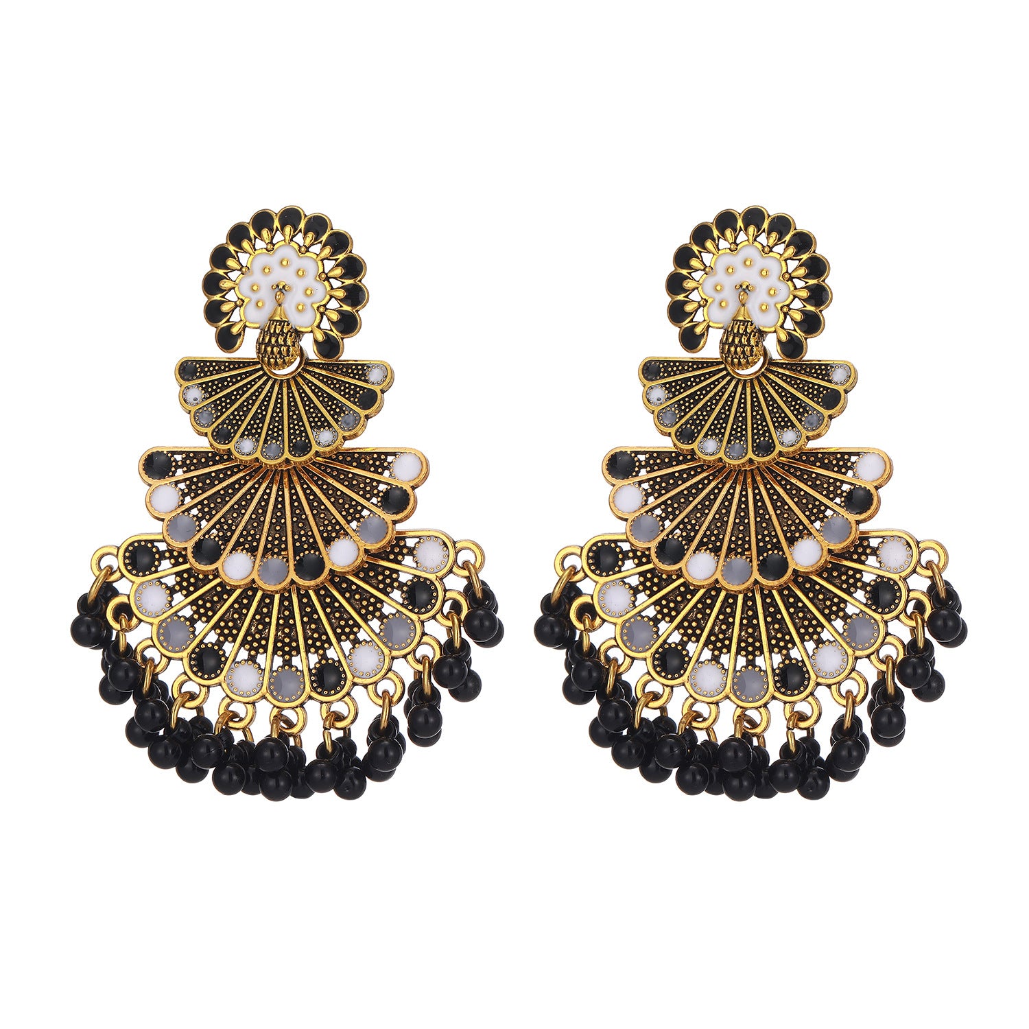 Wholesale Indian Style Peacock Tassel Earrings Colorful Bohemian Beaded Ethnic Fashion Jewelry Accessory Gift