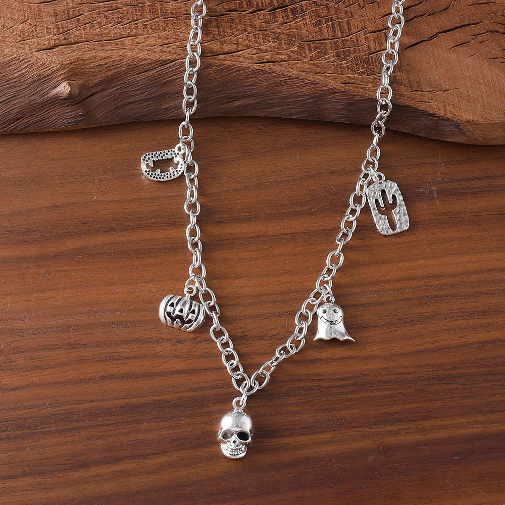 Wholesale Zinc Alloy Skeleton Boot Pendant Necklace Vintage Gothic Style Unisex Jewelry Gift