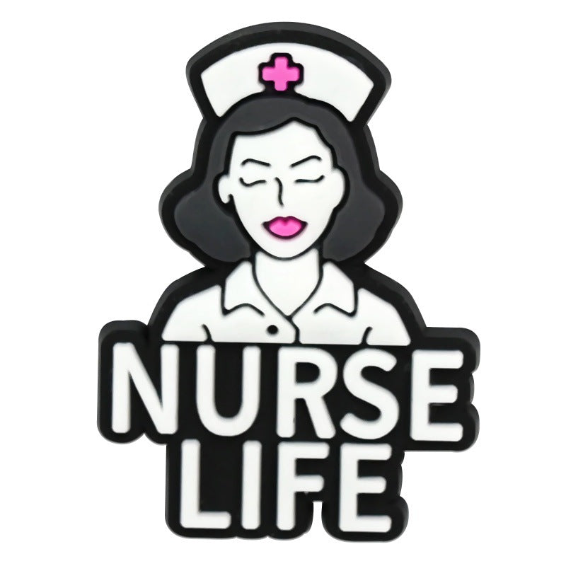 Wholesale Random 100pcs Nurses'  Day series  PVC Soft Rubber Shoe Buckle Decoration