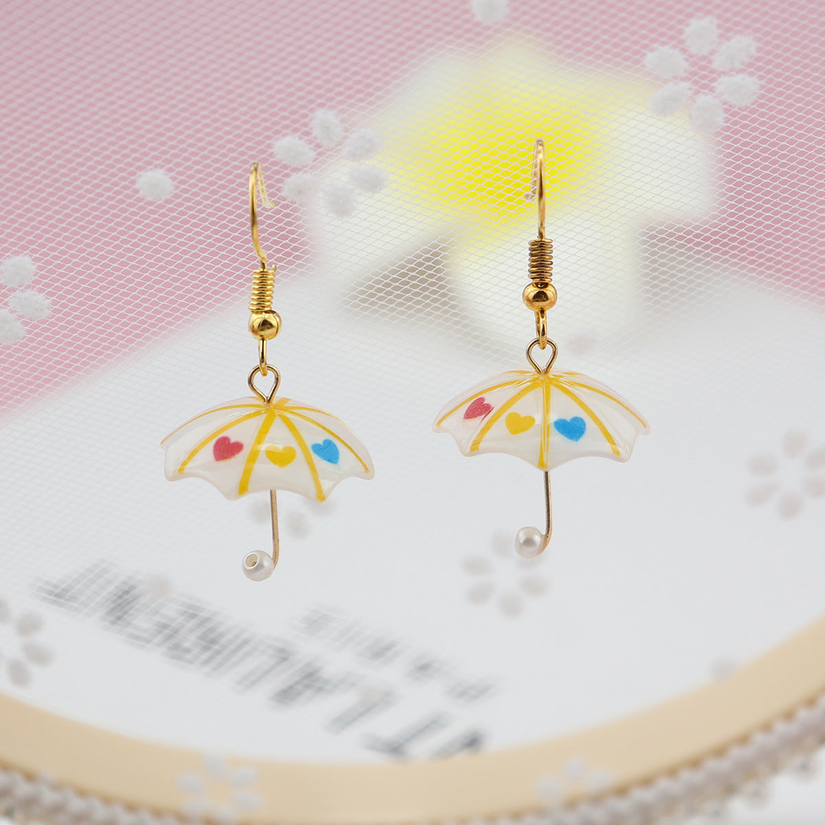 Wholesale Mini Creative  Rainbow Umbrella Earrings