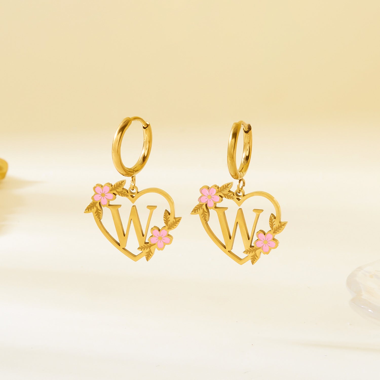 Wholesale  Stainless Steel Heart Letter Earrings