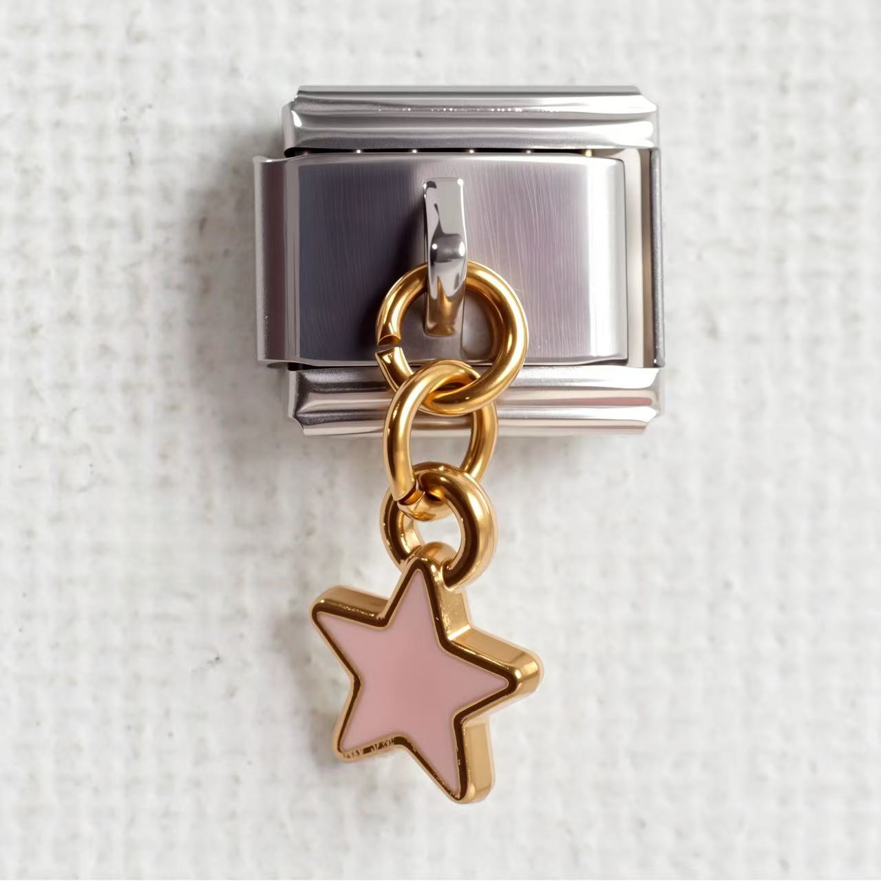 Wholesale 5pcs/pack Makeup &  Accessories Enamel Italian Charms Single Section Creative Stainless Steel Composable Bracelet