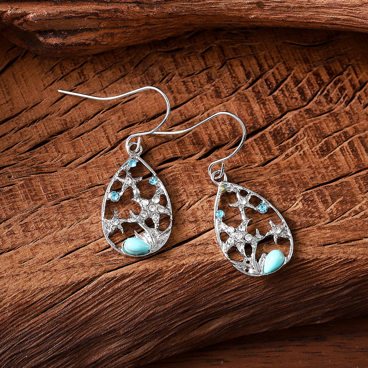 Wholesale Diamond starfish pendant earrings