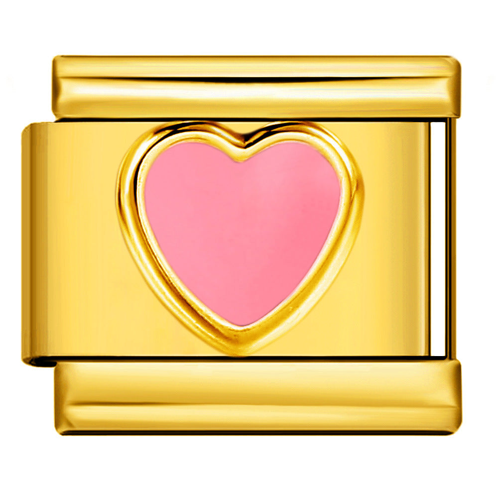 Wholesale Italian Charm Bracelet 9mm DIY Splicing Colored Oil-Drip Petals Stainless Steel Composable Bracelet