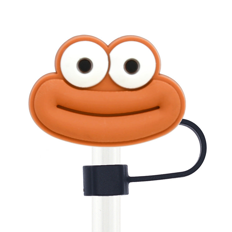 Wholesale Random 100pcs Cartoon 10mm PVC Soft Straw Tube Cap ACC-SCR-RYY093