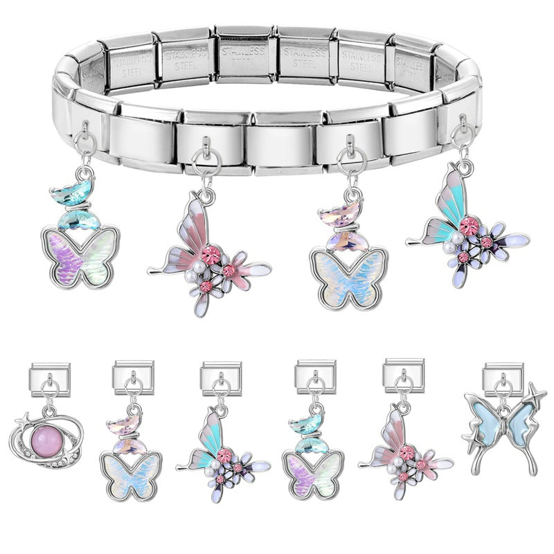 Wholesale Italian Charm Bracelet 9mm DIY Splicing Creative Pendant Stainless Steel Composable Bracelet