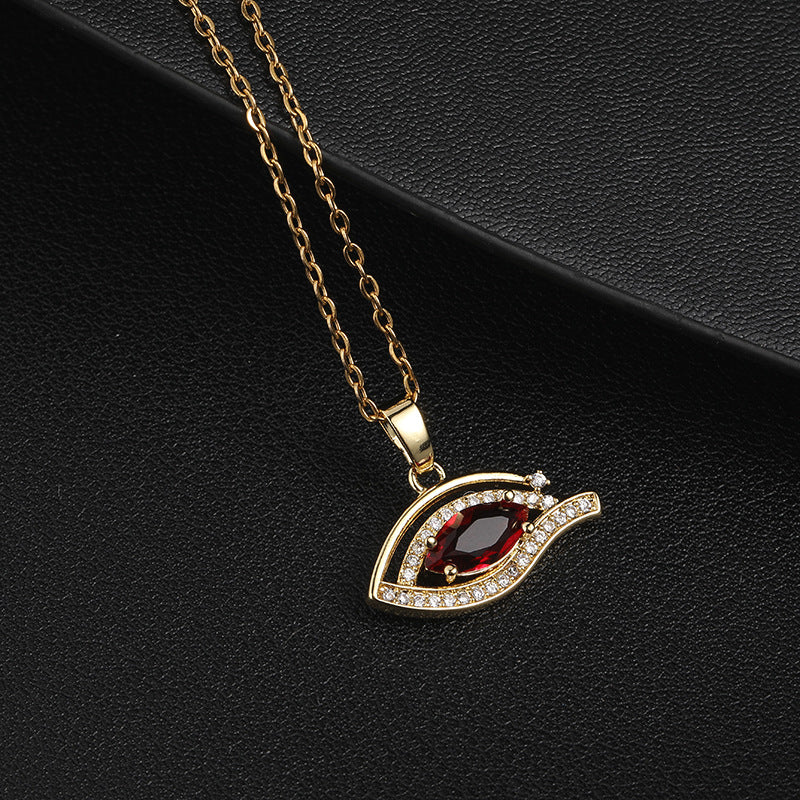 Wholesale Copper Clavicle Chain Colored Zircon Eye Pendant Evil Eye Necklaces ACC-NE-SY011