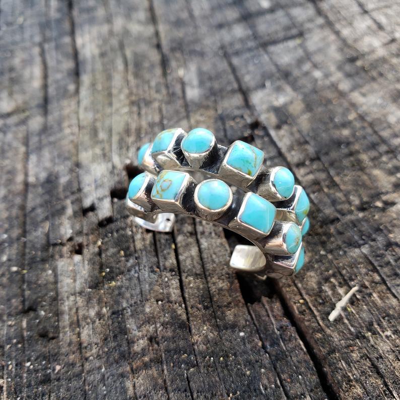 Wholesale Bohemian Turquoise Inlaid Earrings Retro Exaggerated Design Fashion Accessory