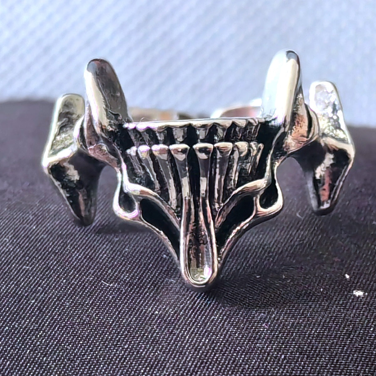 Wholesale Electroplated Zinc Alloy Retro Skull Ghost 2-in-1 Thai Silver Style Ring Men' s Fashion Accessory