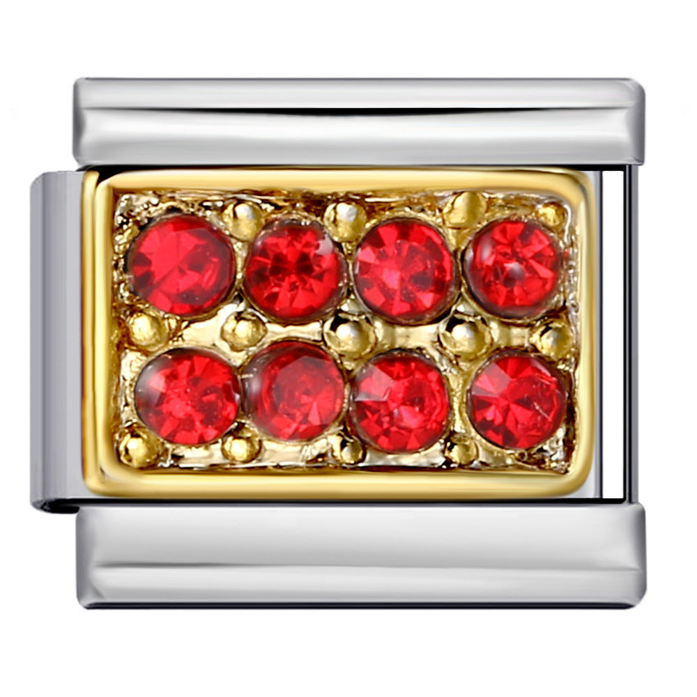 Wholesale Italian Charm Bracelet 9mm DIY Splicing Removable Diamond Square Stainless Steel Composable Bracelet