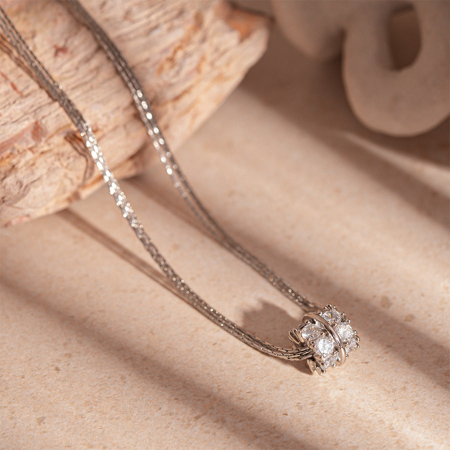 Wholesale  Light Luxury Style Multi-layer Brushed Zircon Clavicle Chain