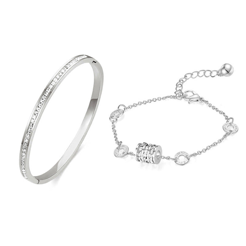 Wholesale Titanium Steel Square Diamond Small Waist Bracelet Stacked Bracelet