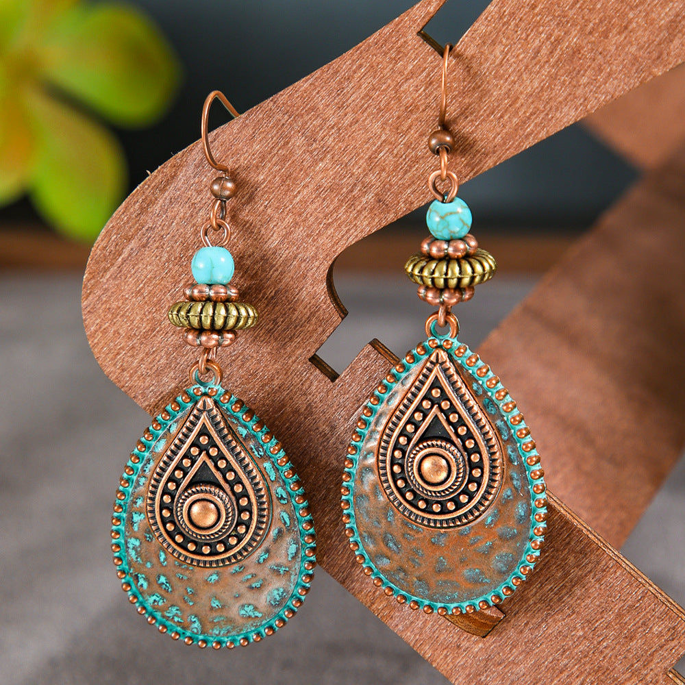 Wholesale Zinc Alloy Ethnic Bohemian Geometric Hollow Water Drop Earrings for Women Fashion Jewelry Accessory