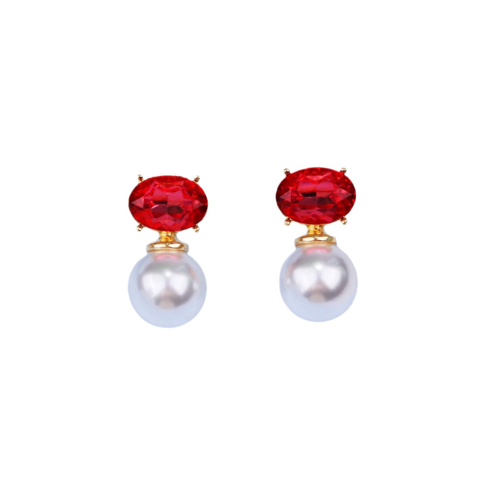 Wholesale Red Rhinestone Pearl Earrings