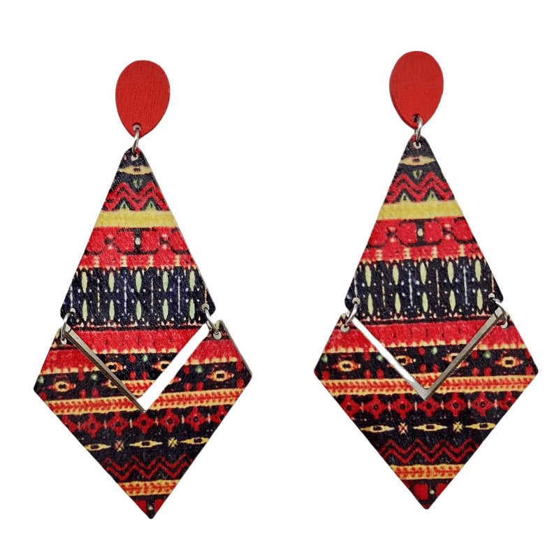 Wholesale Bohemian Diamond Wood Earrings ACC-ES-FX076