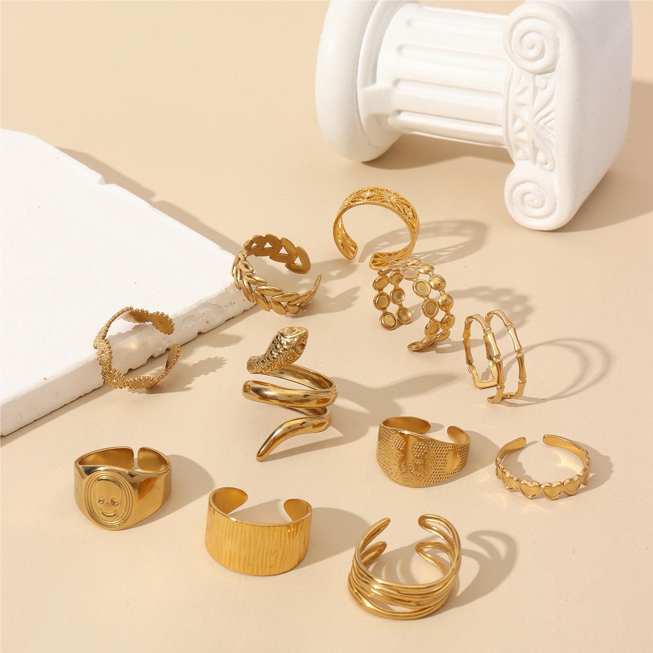 Wholesale Vintage Stainless Steel Ring 18k Gold Plated Tree of Life Rings ACC-RS-MuC018