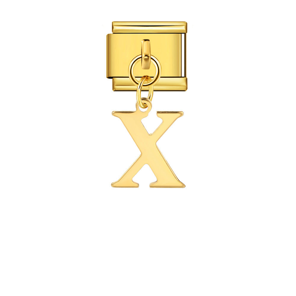 Wholesale Italian Charm Bracelet 9mm DIY Gold Simple Letter Creative Stainless Steel Composable Bracelet