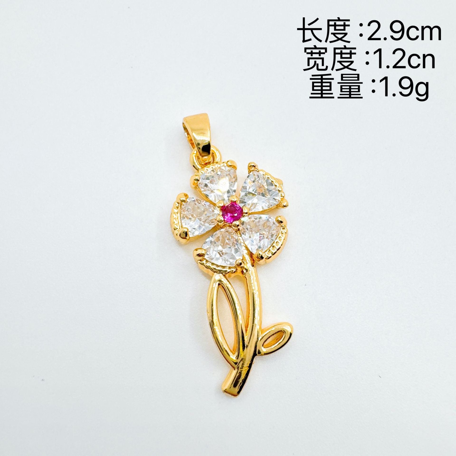 Wholesale Trendy Sweet-Cool Style Rose Flower Pendant Necklace Gold Plated Copper with CZ Jewelry Accessory