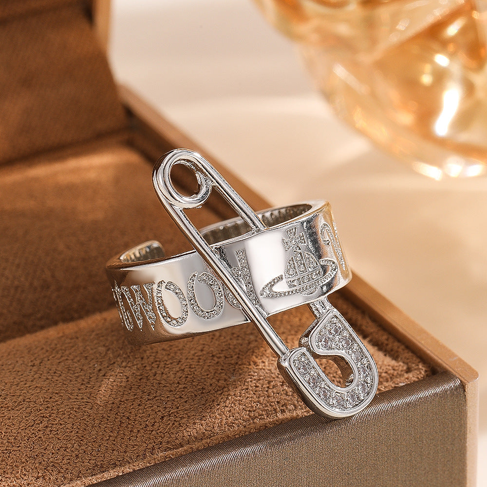 Wholesale Copper Zircon Saturn Ring Light Luxury Silver Electroplated Trendy Fashion Jewelry Accessory For Gift And Boutique Resale