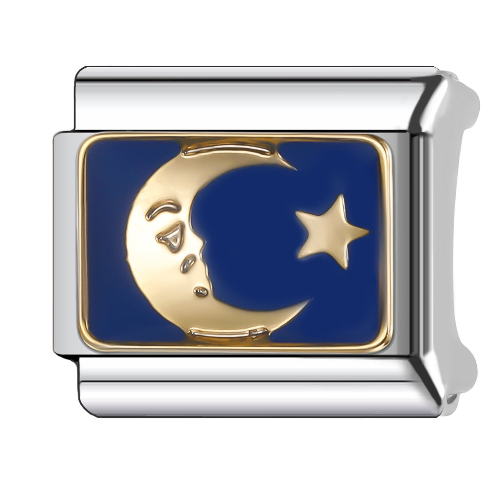 Wholesale Italian Charm Bracelet 9mm DIY Splicing Sun and Star Series Stainless Steel Composable Bracelet