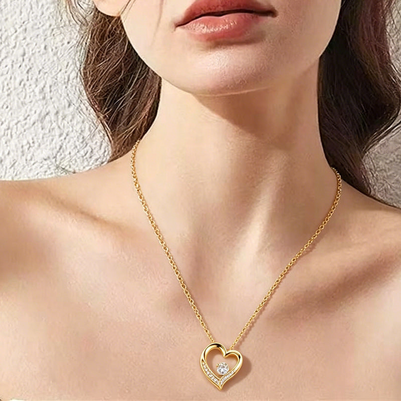 Wholesale Stainless Steel Light Luxury   Minimalist Openwork Heart Choker
