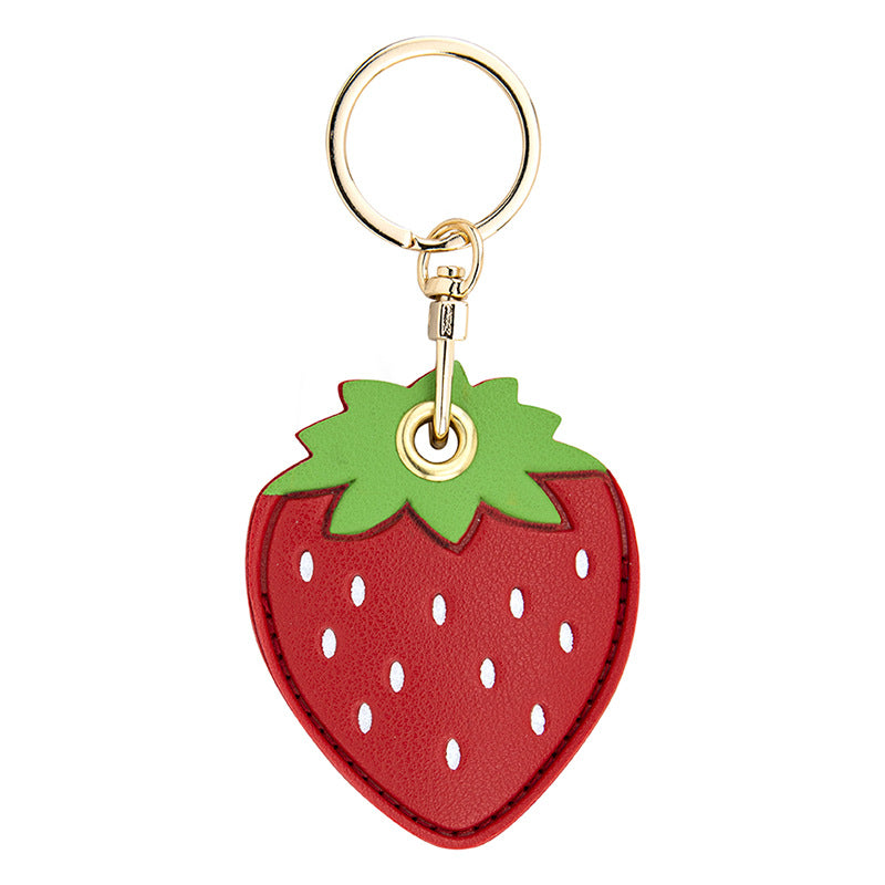 Wholesale Fruit Print Drop Shaped PU Leather Card Holder Keychain Cute Bag Charm Boutique Resale Gift
