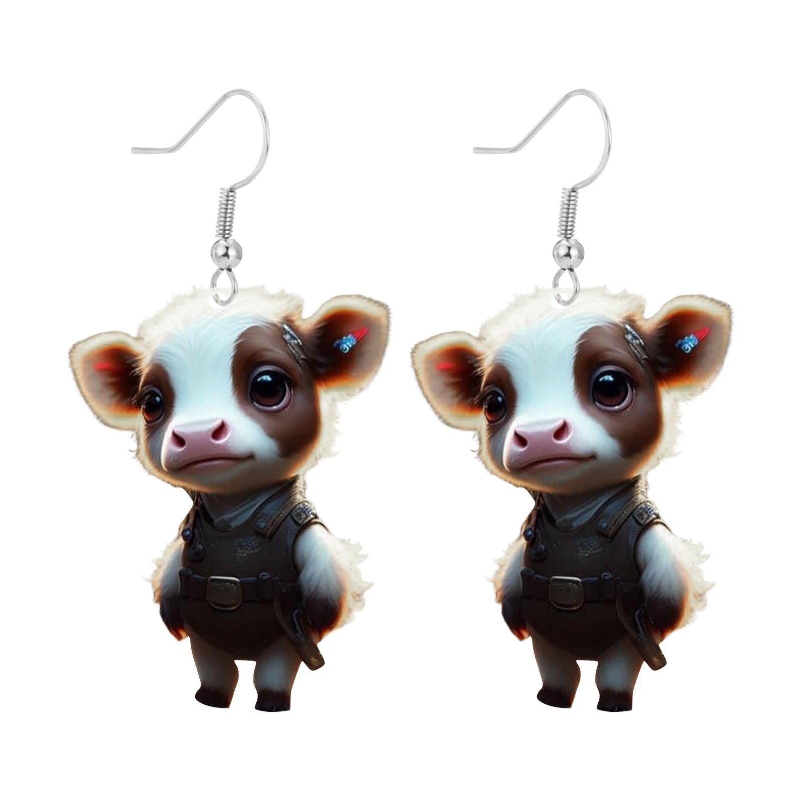 Wholesale Cartoon Colorful Cow Flat Acrylic Earrings ACC-ES-YuanJi001