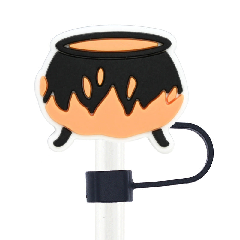 Wholesale Random 100pcs Halloween 10mm PVC Soft Straw Tube Cap ACC-SCR-RYY070