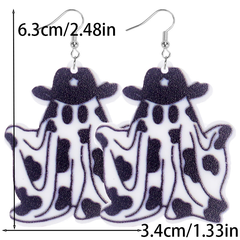 Wholesale Halloween Cute Leopard Cat Bunny Ghost Acrylic Earrings ACC-ES-WeiAn004
