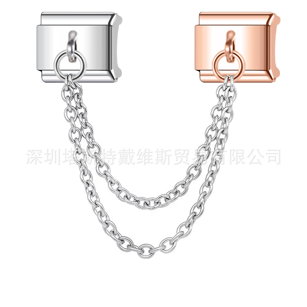 Wholesale 9mm Italian Charm Starter Bracelets DIY square Single Section Creative Stainless Steel Composable Bracelet
