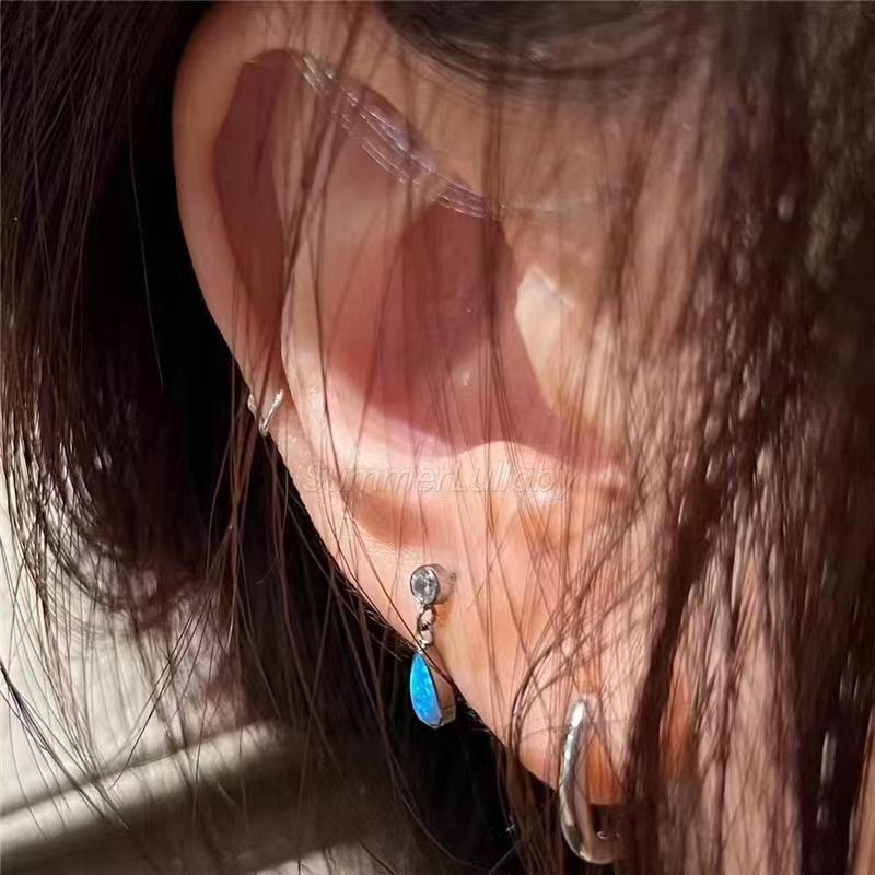 Wholesale color Opal small water drop pendant ear bone  earrings