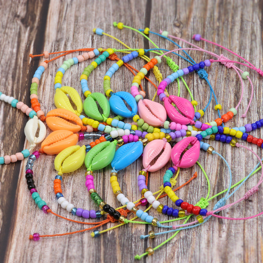 Wholesale Bohemian Style Acrylic Shell Colored Rice Bead Woven Bracelet ACC-BT-YiYe002
