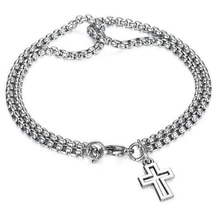 Wholesale Titanium steel cross men' s bracelet