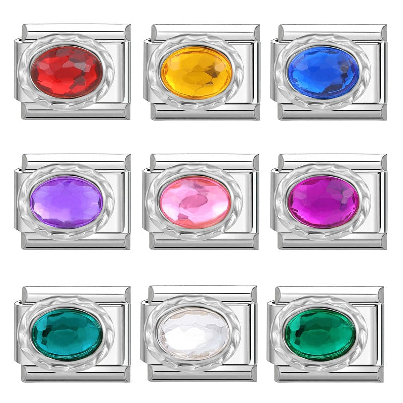 Wholesale 9mm Italian Charm Starter Bracelets DIY Imitation Gemstone Stainless Steel Composable Bracelet