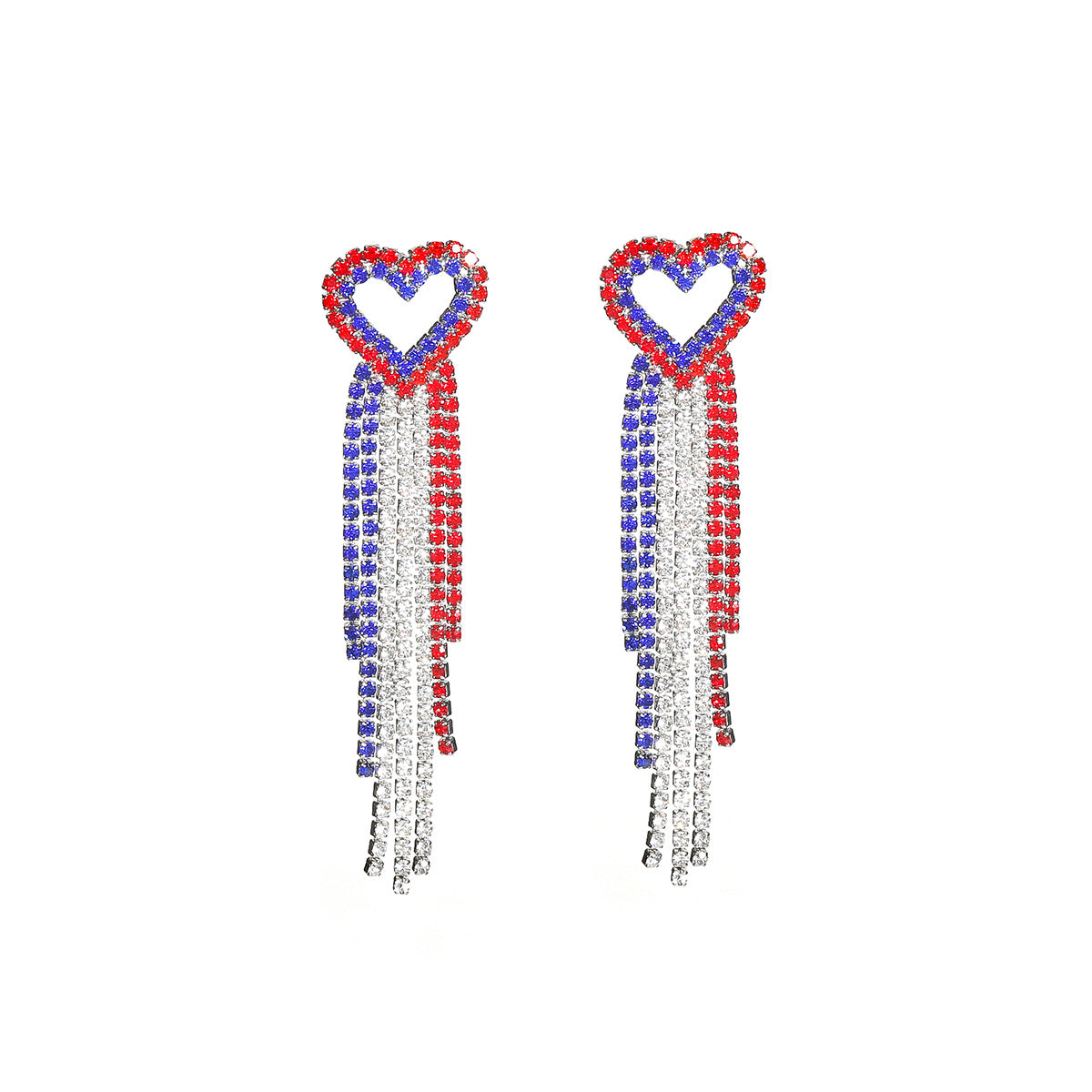 Wholesale Independence Day Exaggerated Long Tassel Love Earrings