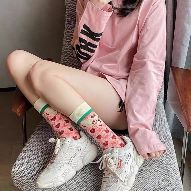 Wholesale cartoon pink cat cute socks