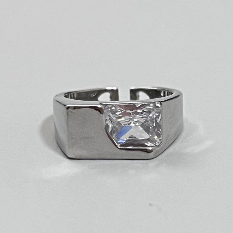 Wholesale  Letter X Inlaid Zircon Texture Ring