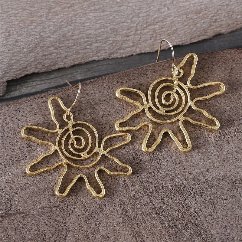 Wholesale  bohemian creative golden sun flower pendant earrings