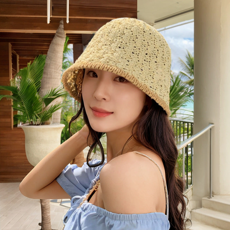 Wholesale Straw Hollow Fisherman Hat Bucket Hat