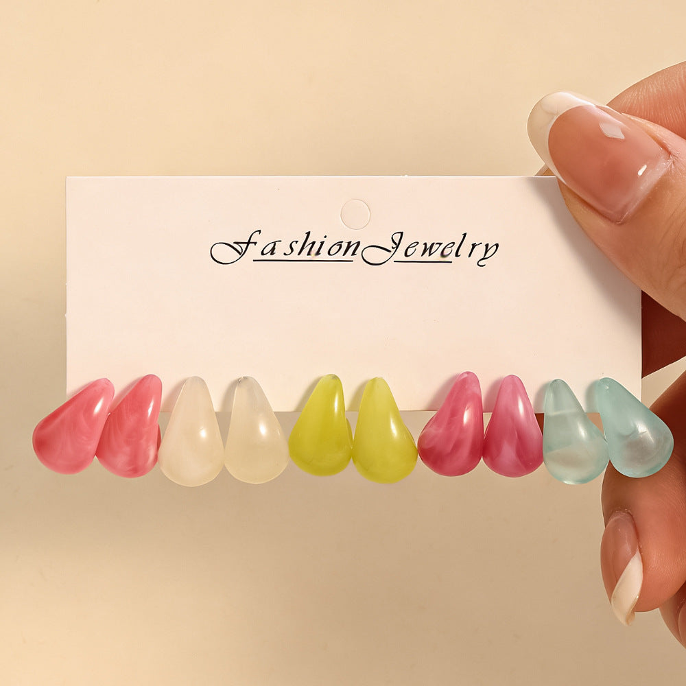 Wholesale Water Drop Resin Drop Earring Set - Chic Fashion Accessory for Gift Boutique Resale