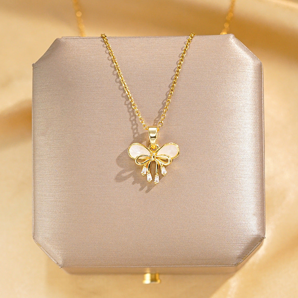 Wholesale Electroplated Micro-diamond-studded Titanium Steel Necklace ACC-NE-Qingyan004